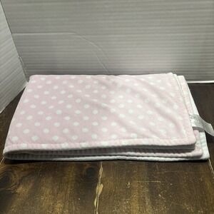 Beansprout Pink White Polka Dot Baby Blanket Plush Security Lovey 30x35"
